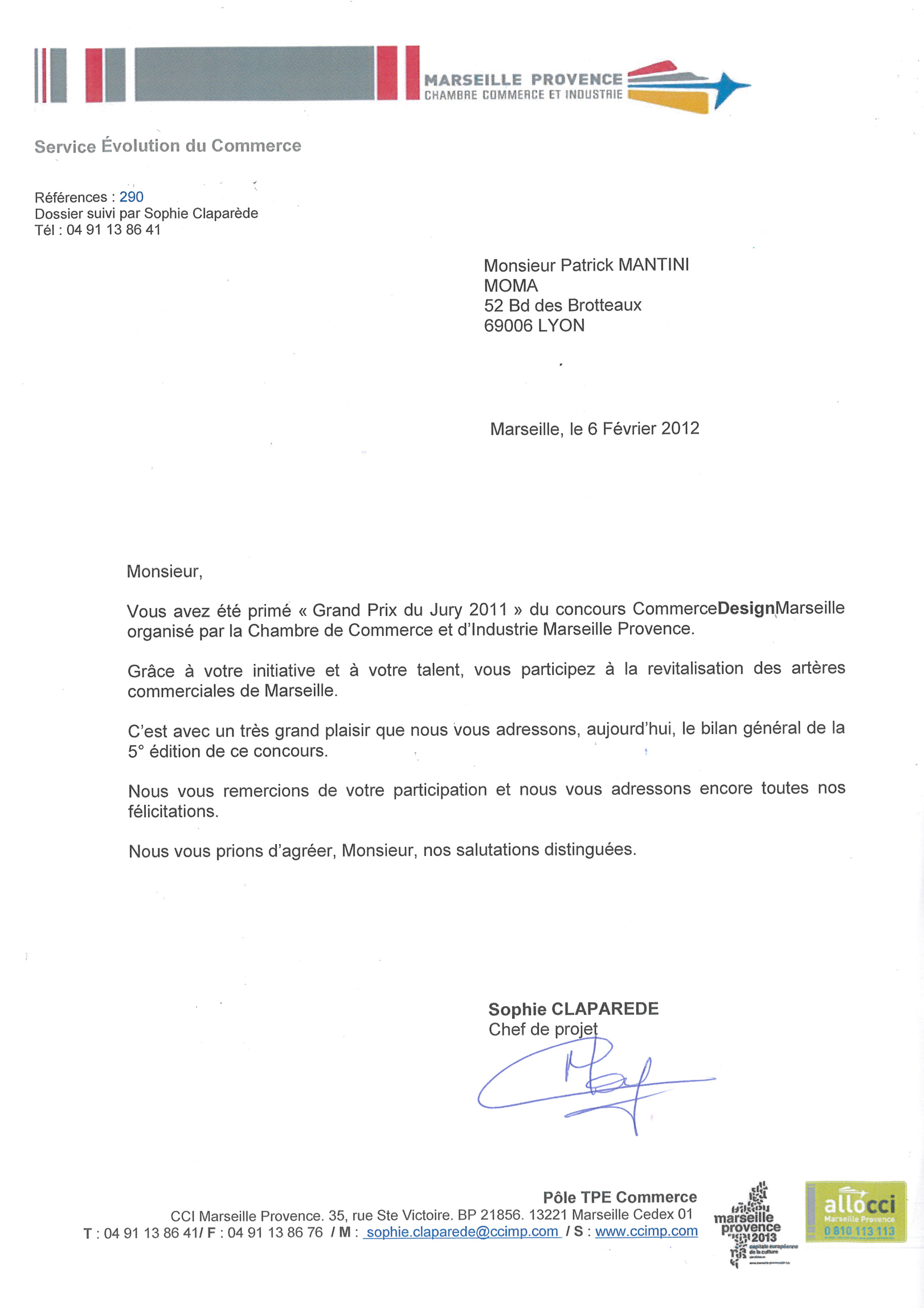 Lettre CCI Marseille